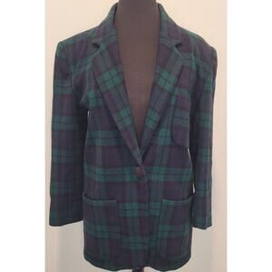 VTG Donny Brook Wool Tartan Plaid Blazer 4 Rare Fit Dark Academia Retro Preppy